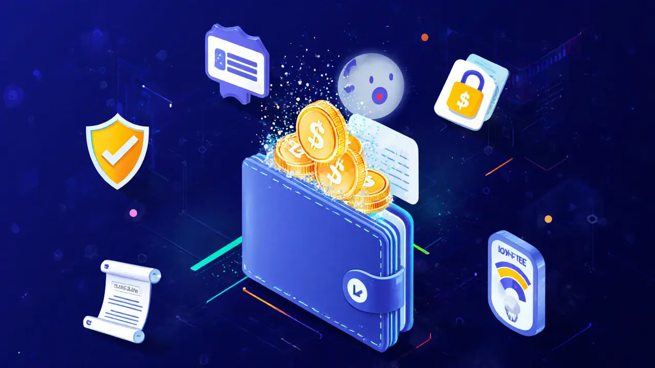 Hardware wallet releasing $LZ tokens and bonus NFTs, surrounded by security icons.