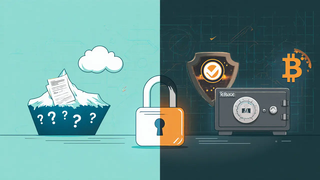 Side‑by‑side lock and icons comparing MorCrypto security to Kraken, Coinbase, and Binance.