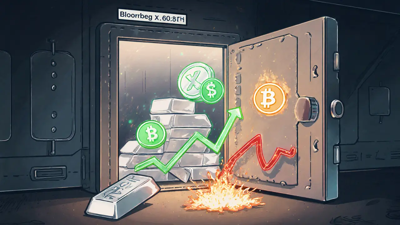 Vault showing silver bars with tokens being minted as price rises and burned as price falls.