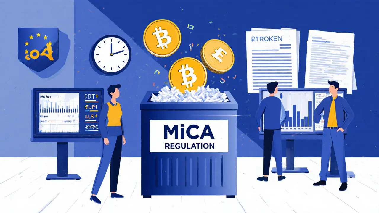 European stablecoins being shredded under MiCA regulation, replaced by less liquid alternatives on trading screens.