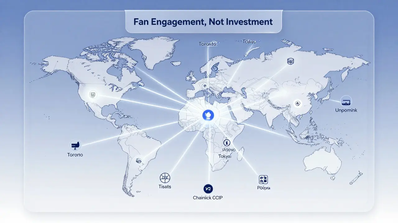 Global map showing SPFC fan connections to major cities, with icons for voting and upcoming tech upgrades.