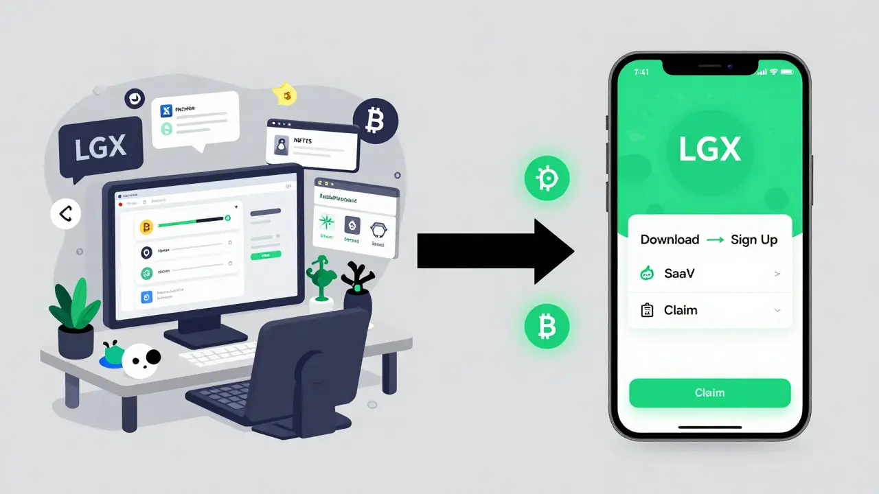A side-by-side comparison: chaotic crypto interfaces vs. a simple Legion SuperApp on a smartphone.