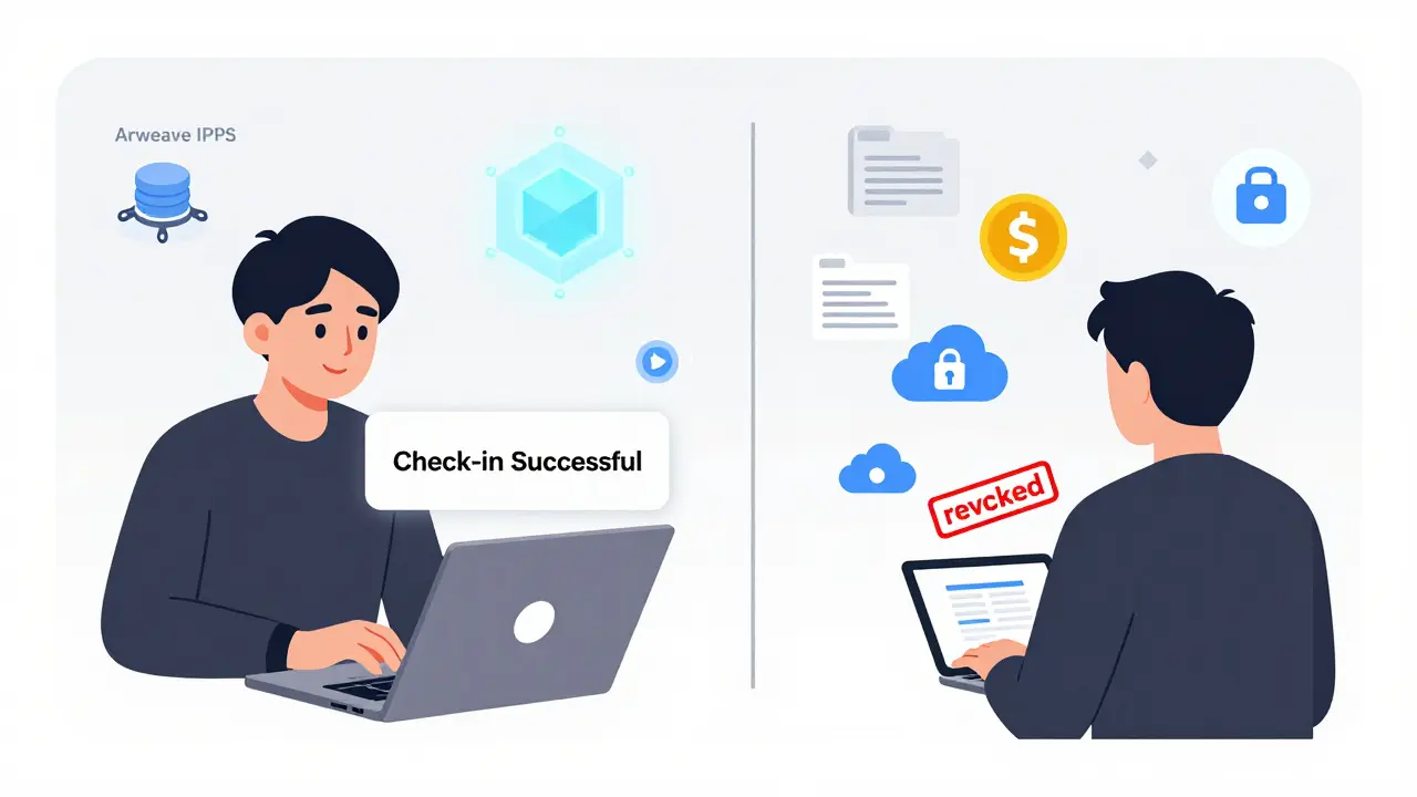 A person checking in normally vs. automated systems activating to secure and distribute their digital assets after silence.