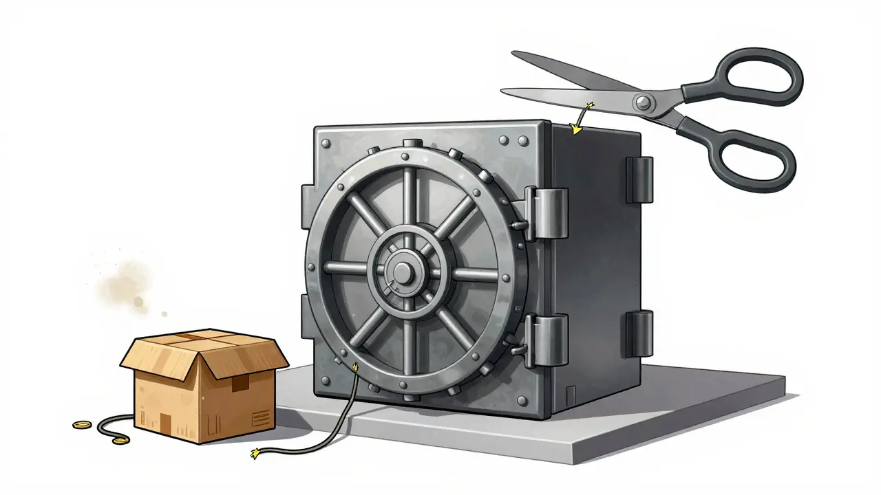 Secure vault isolated from disposable test container.