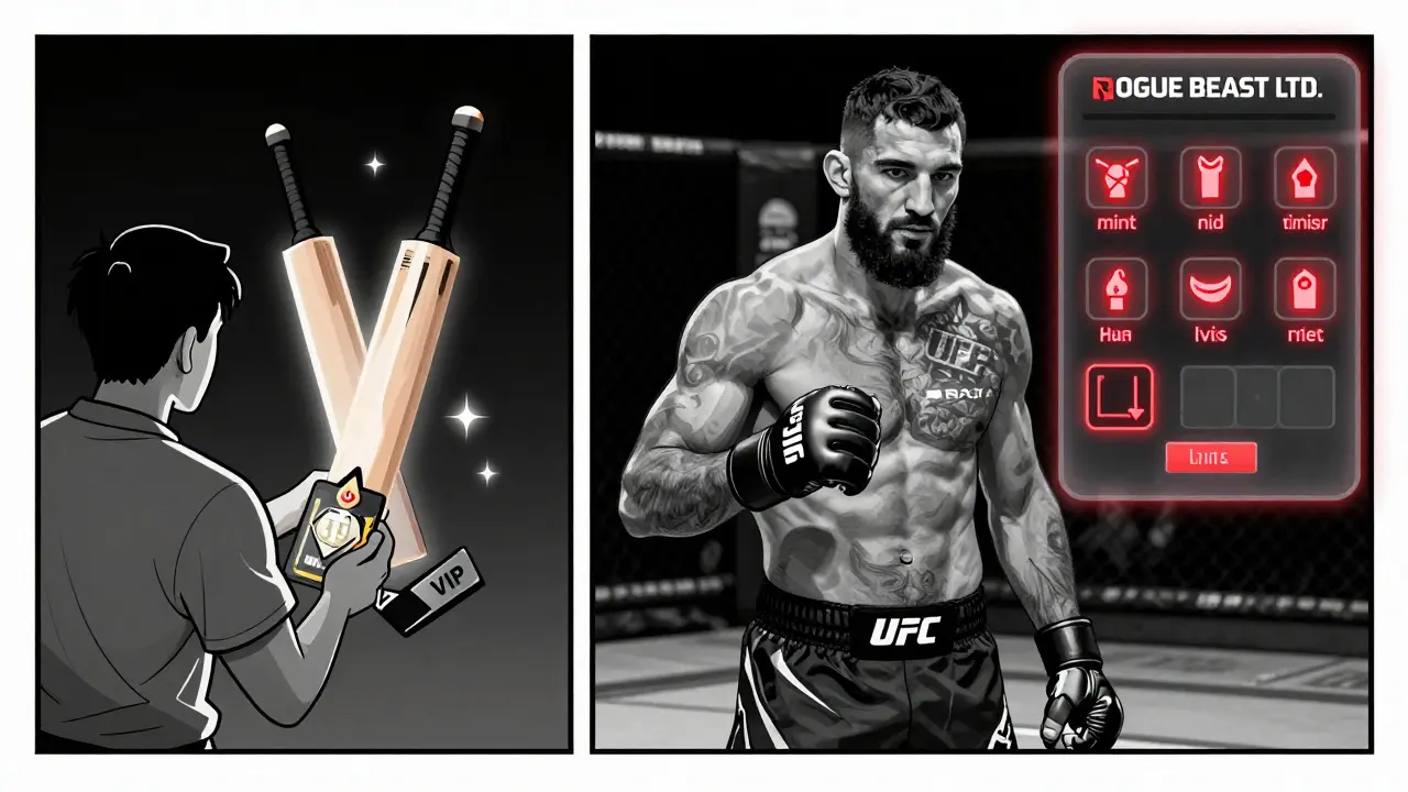 Split scene: user staking tokens on one side, paying athlete on the other, with centralized control panel glowing red.