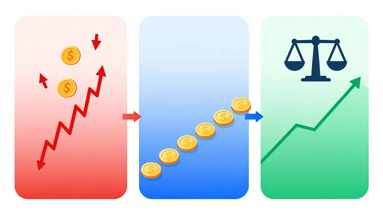 Timeline showing token distribution methods from volatile release to stable unlocks