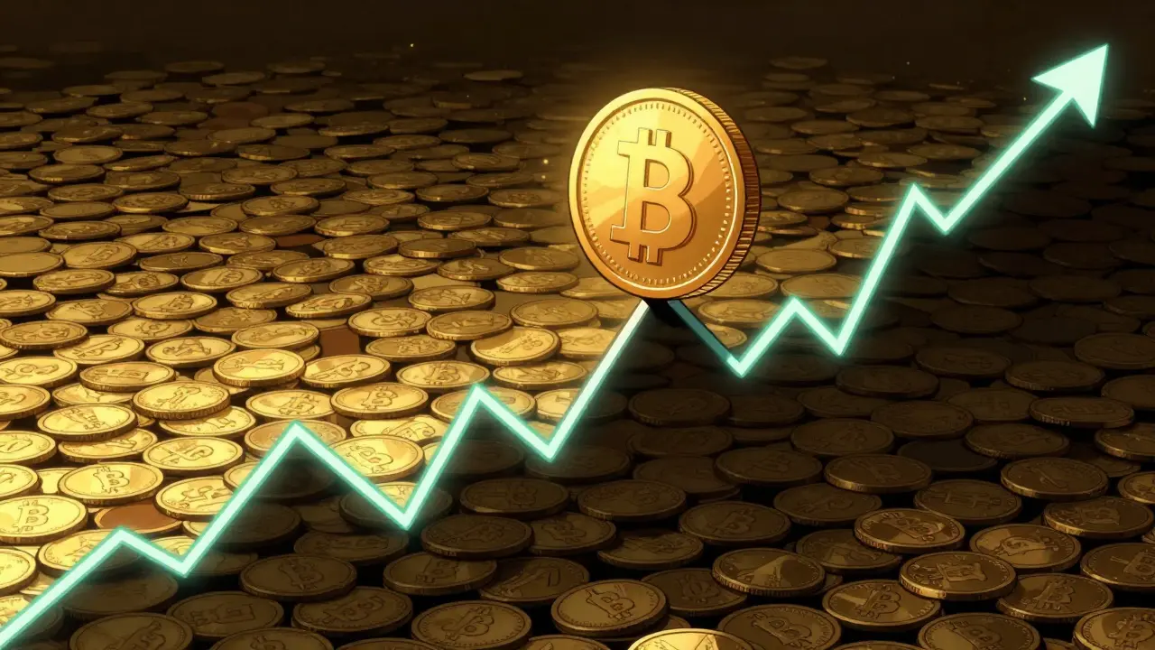 A gold token on a volatile, zig-zagging financial line graph