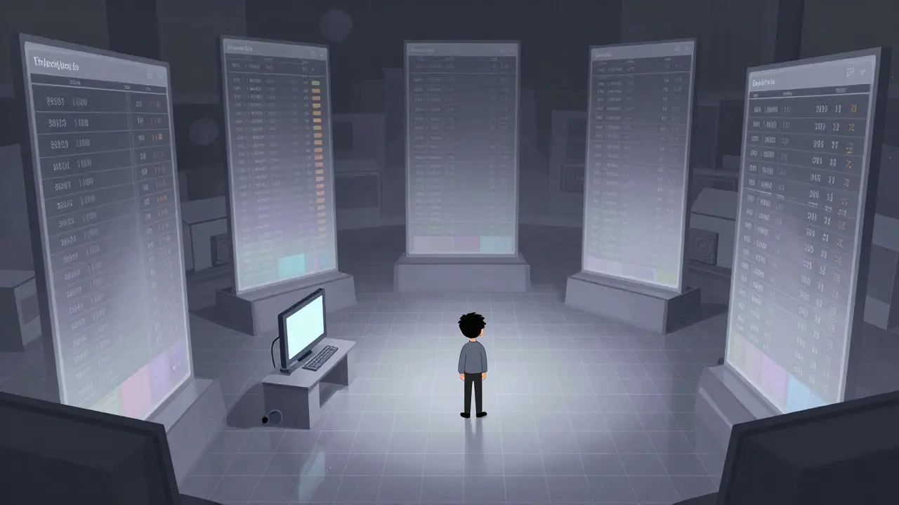 Cartoon illustration of a desolate digital marketplace representing a lack of liquidity.