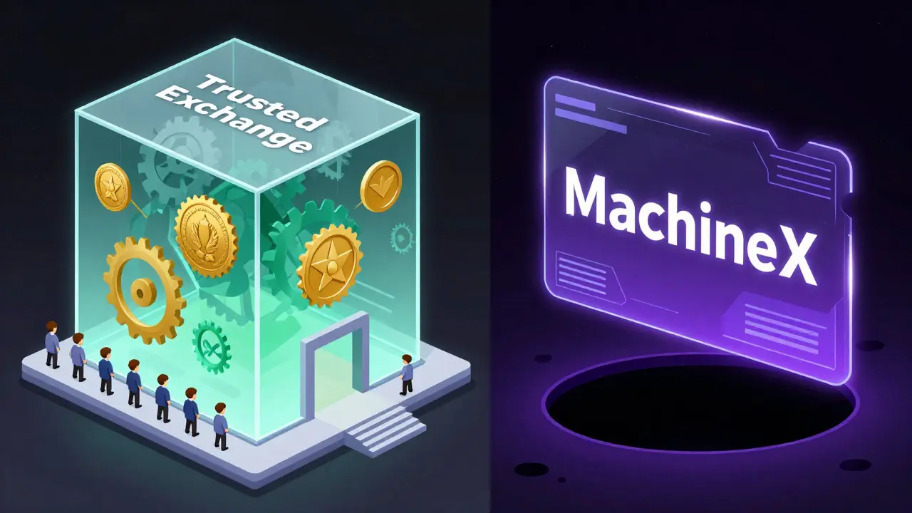 Comparison between a transparent, regulated exchange and a hollow holographic interface.