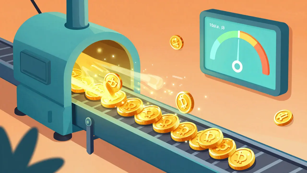 Technical illustration of the UE Coin token burn mechanism reducing supply