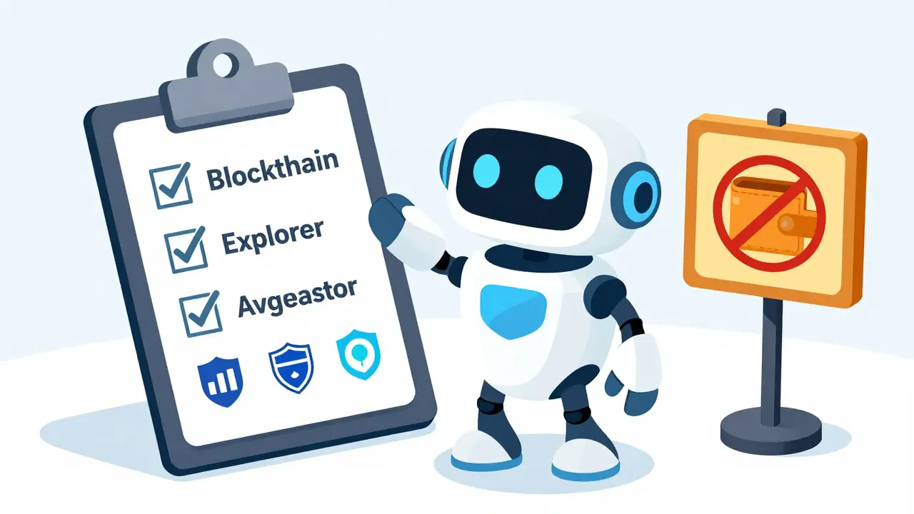 Checklist graphic advising investors to verify crypto project legitimacy and safety.
