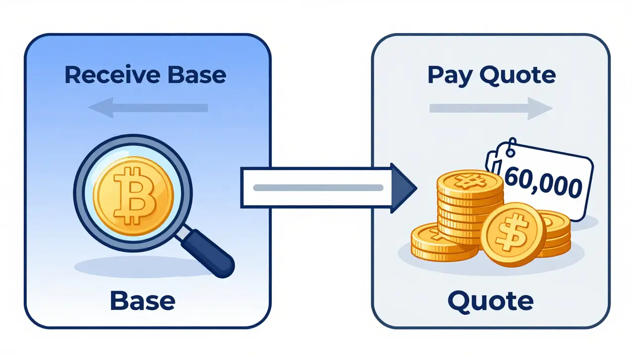 Diagram explaining base vs quote currency in pairs