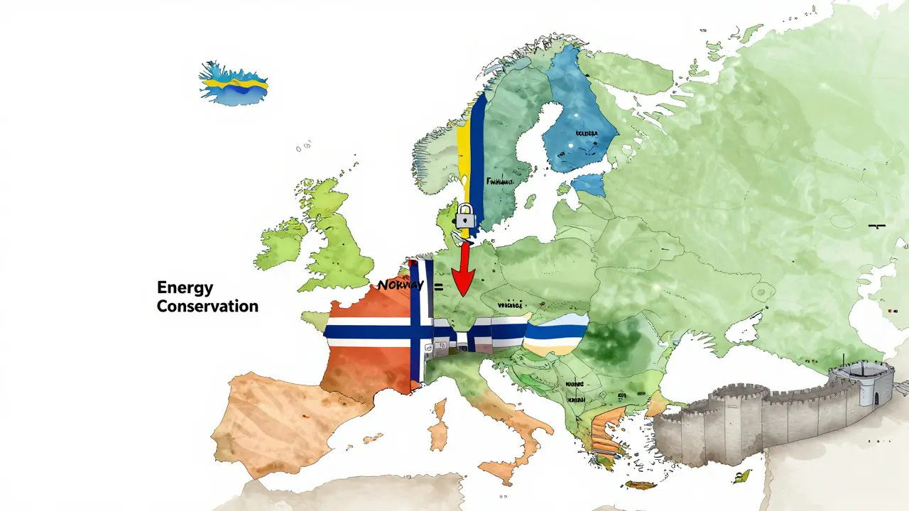 Map showing crypto mining operations relocating from restricted Norway to neighboring Nordic countries and beyond.
