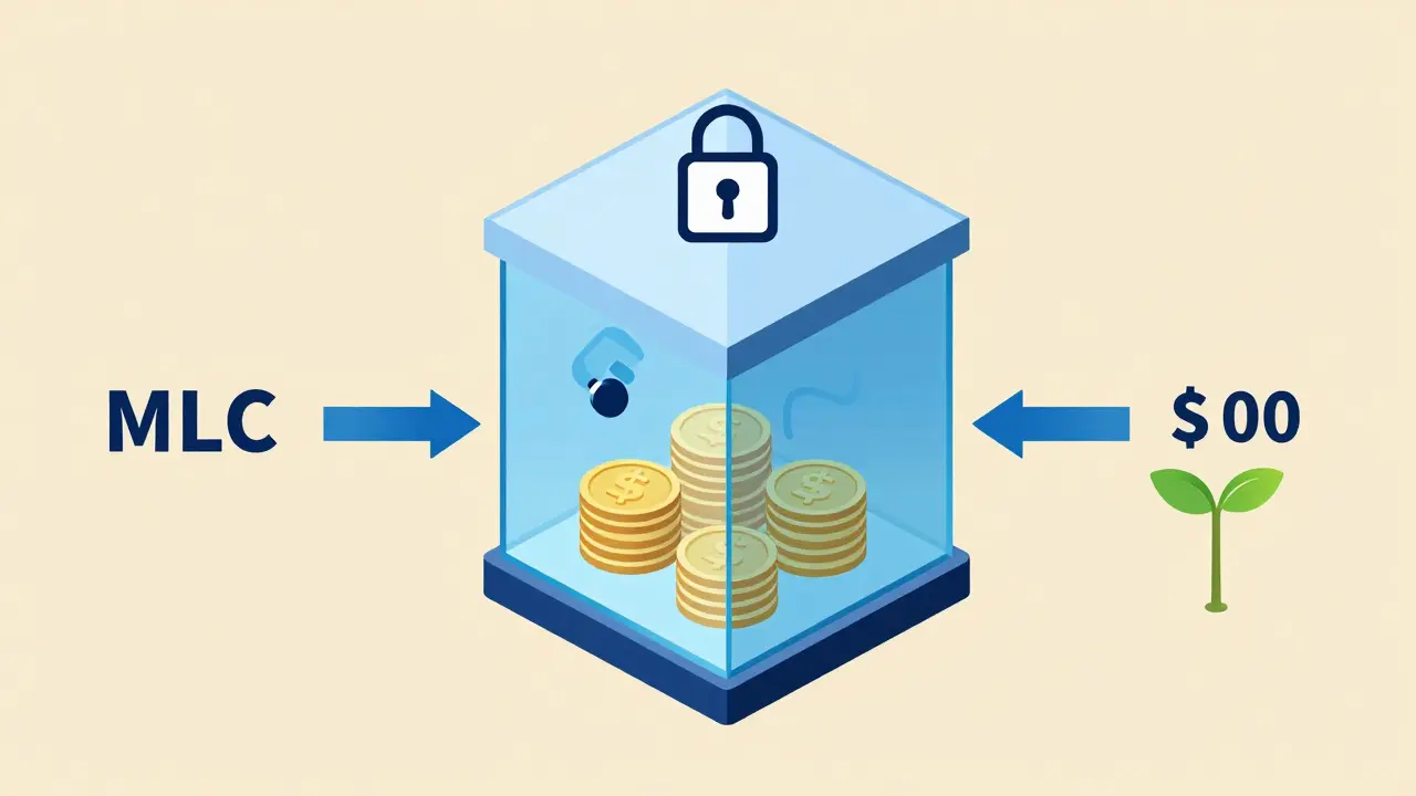 Schematic of token staking vault securing environmental rewards