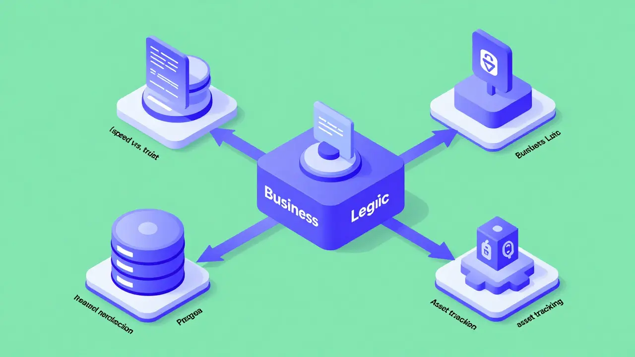 Technical drawing of a hybrid system using both databases and blockchain