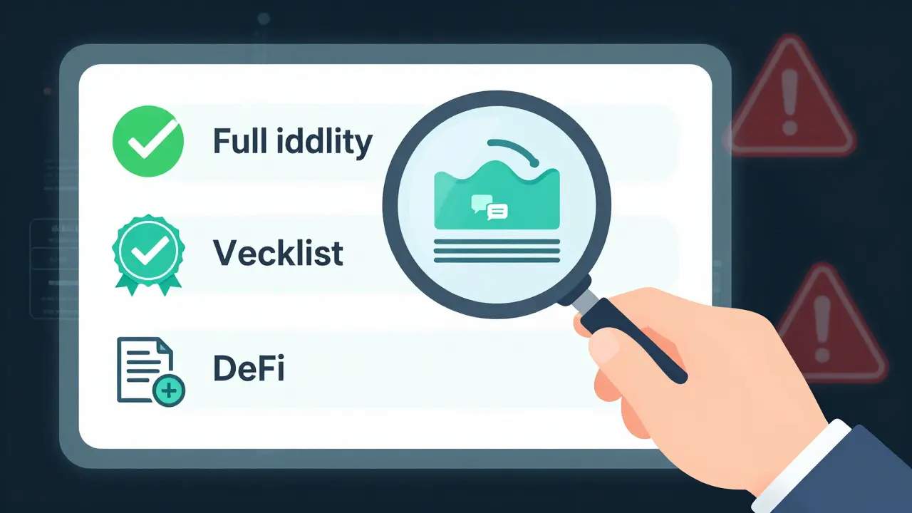 Technical drawing of magnifying glass checking liquidity and audit status