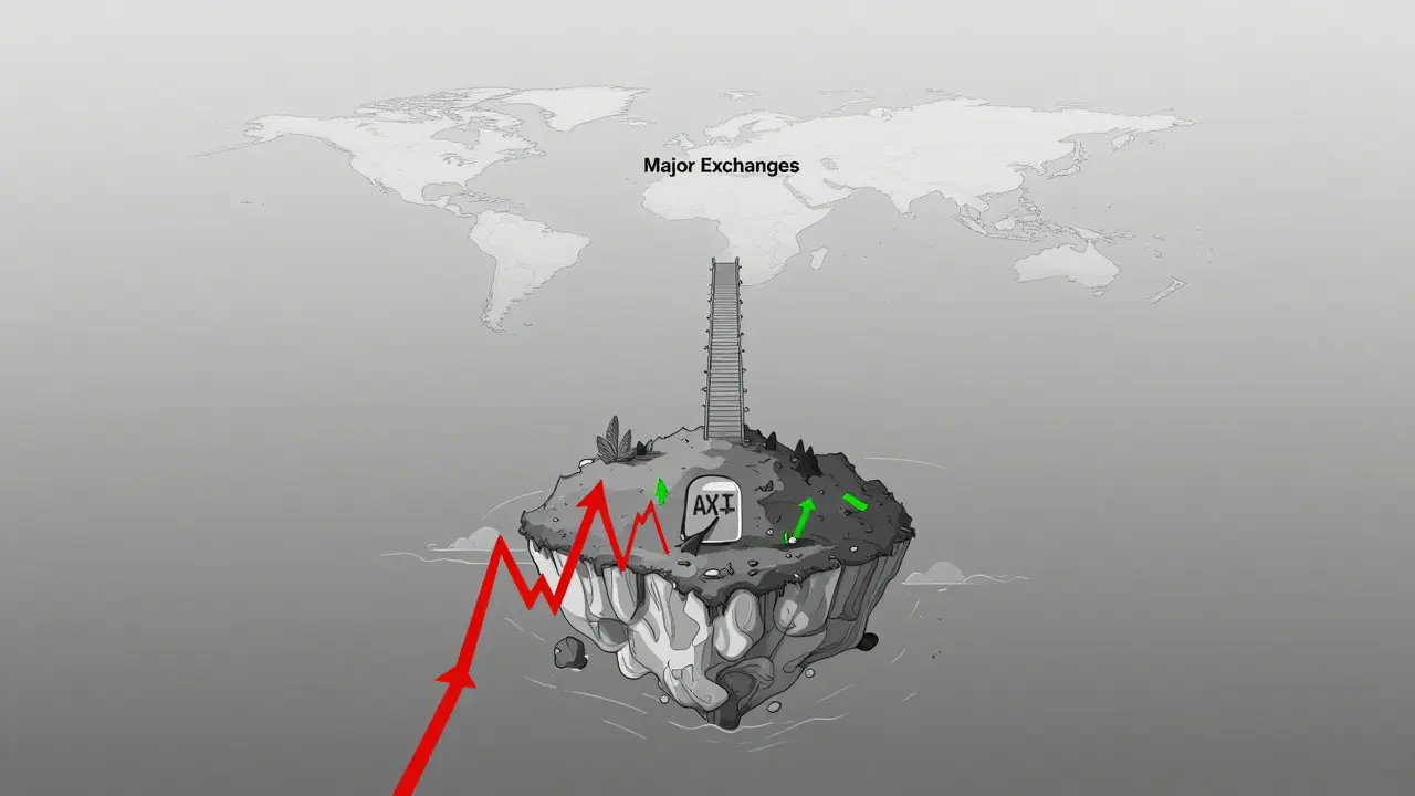 Abstract diagram showing low liquidity and volatility risks in crypto