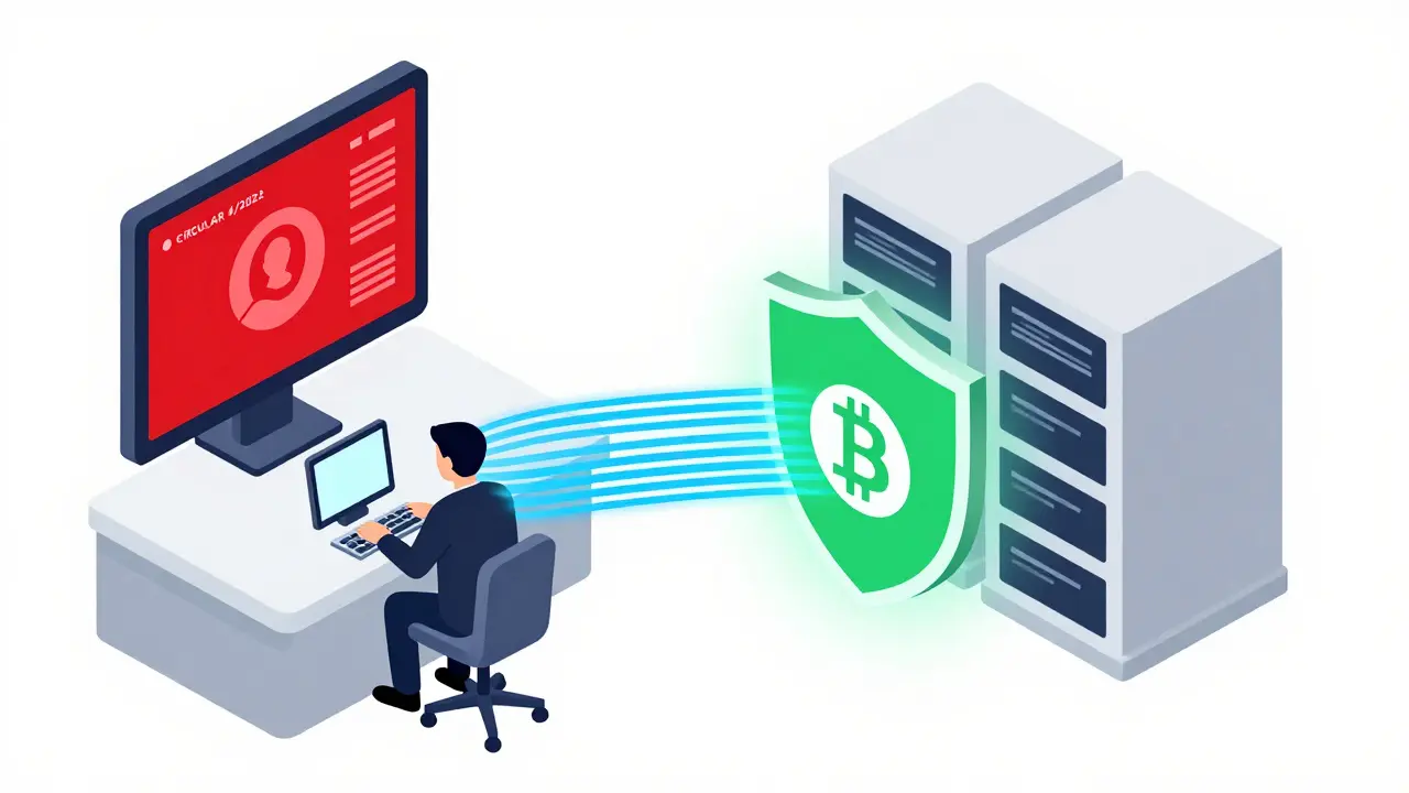 Bank monitoring system blocking crypto transactions visually