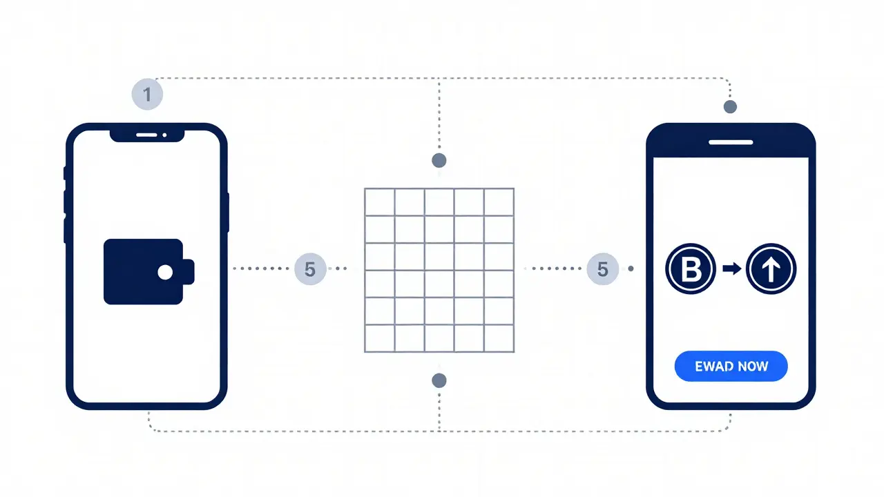 Blueprint-style flowchart illustrating the DEX trading process