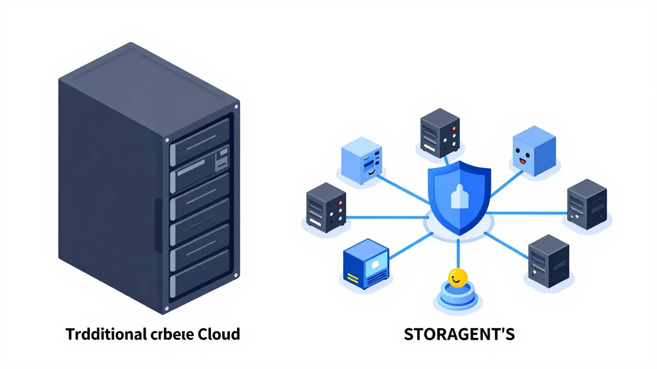 Comparison of centralized server vs decentralized storage network