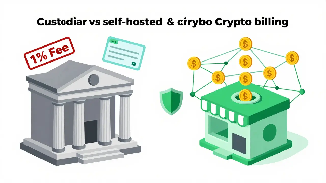 Comparison of custodial fees versus self-hosted direct crypto payments