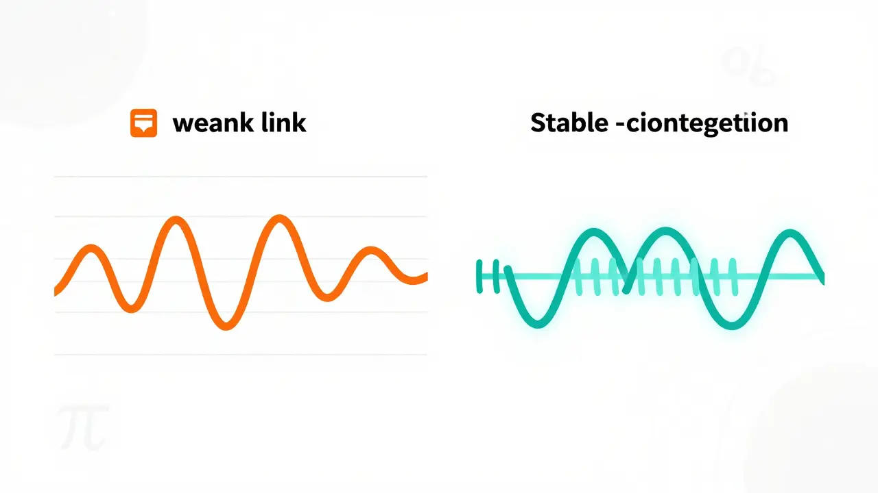 Diagram comparing loose correlation vs stable cointegration between two asset price lines.