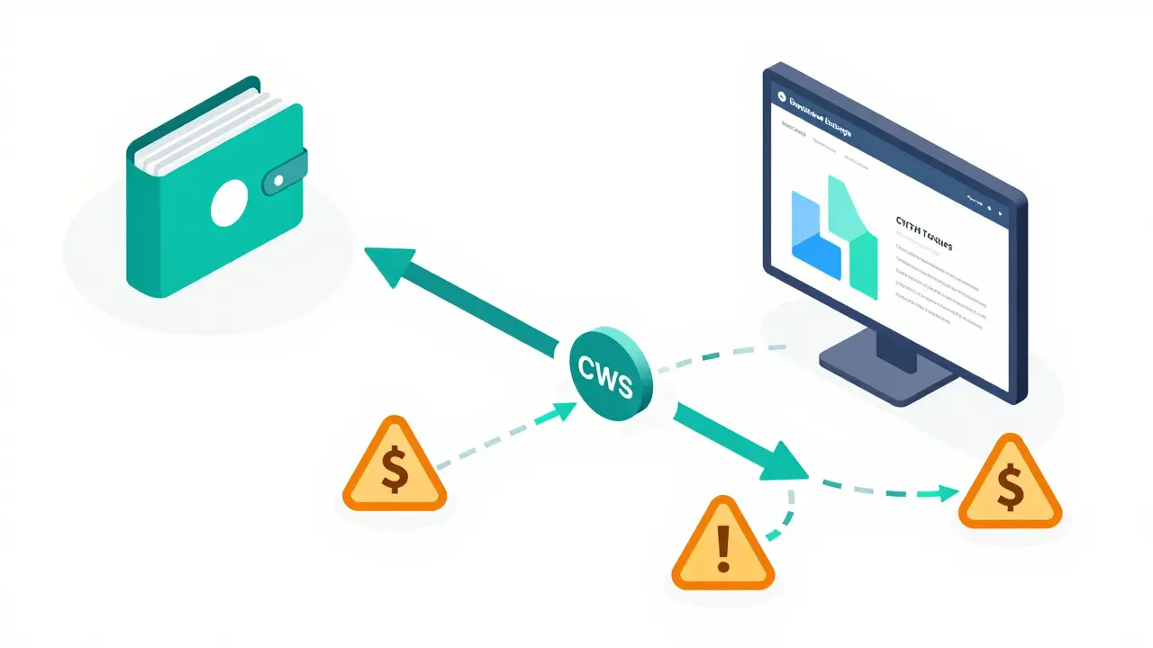 Diagram showing how to buy CWS tokens via decentralized exchange