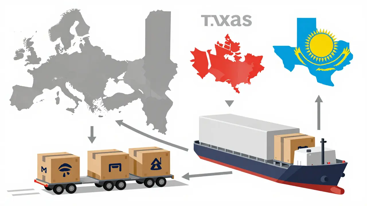 Illustration of mining equipment relocating from Sweden to other countries