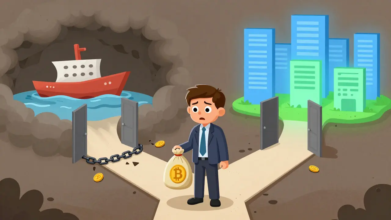 Investor choosing between risky and safe paths