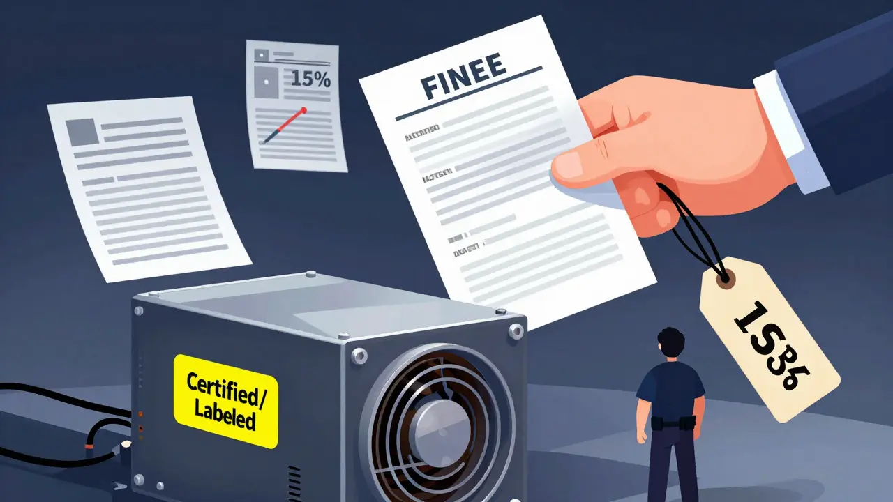 Technical drawing of confiscated mining gear and tax penalties