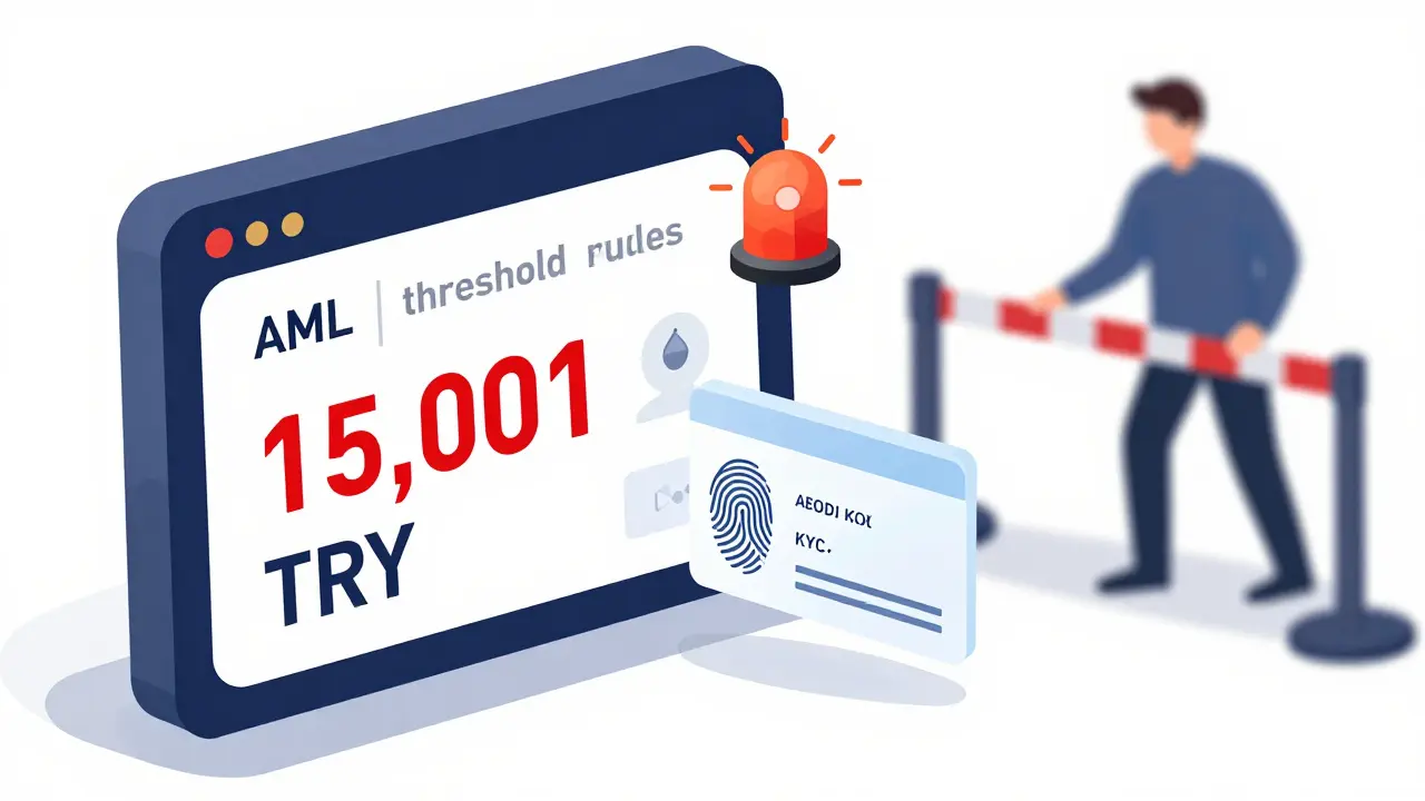 Graphic illustrating the 15,000 TRY AML verification threshold rule