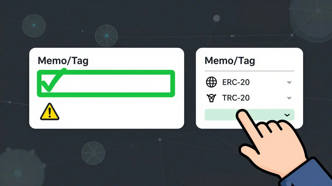 Illustration highlighting security checks like wallet addresses and network selection during a crypto swap.
