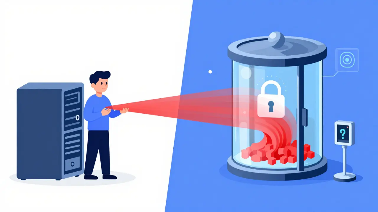 Visual metaphor for blockchain data entry errors being permanently locked