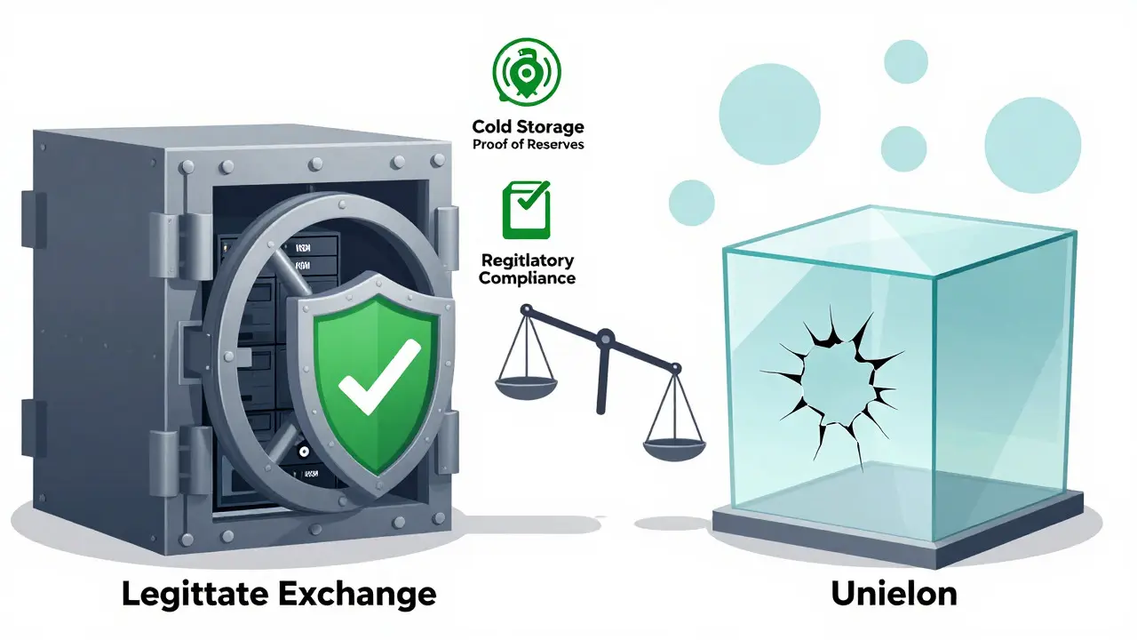 Comparison illustration of secure vault vs fragile unsecured crypto exchange