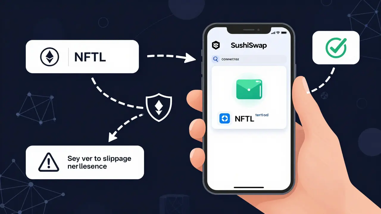 Illustration of swapping ETH for NFTL on a decentralized exchange