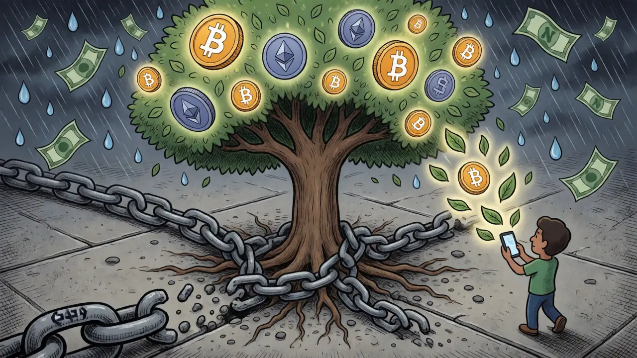Crypto adoption thriving like a plant breaking through concrete despite regulations.