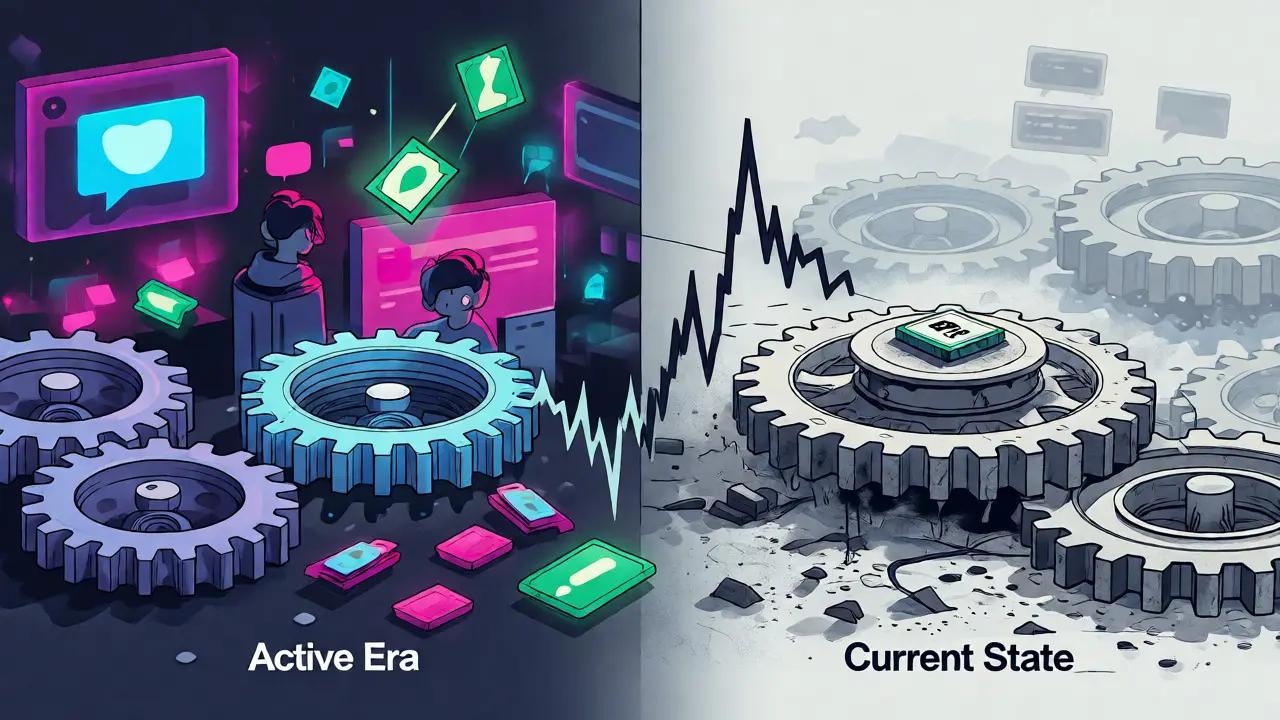 Split illustration comparing active gaming rewards with a dormant, abandoned state.