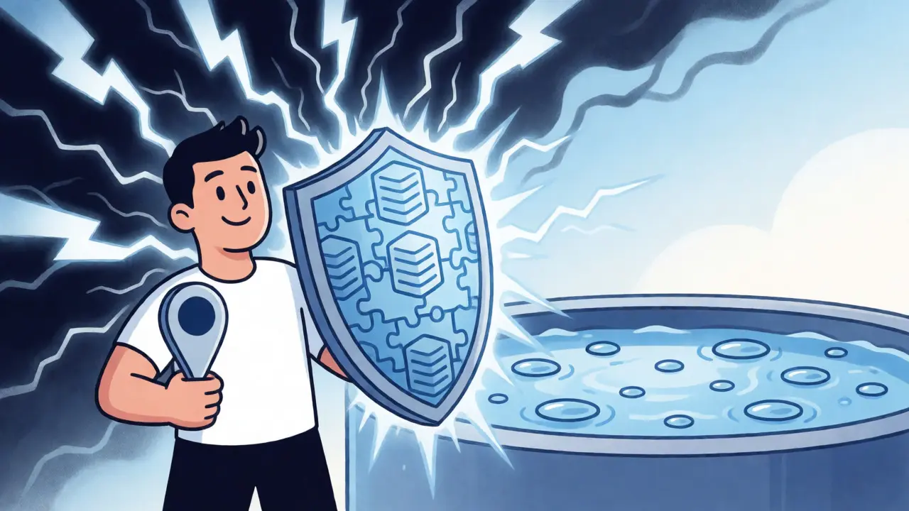 Validator protected by diversified infrastructure shields against slashing risks and downtime storms.